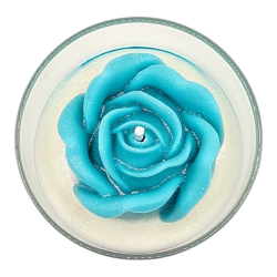 Bougie déco - Fleur d'oranger - Rose XXL Turquoise