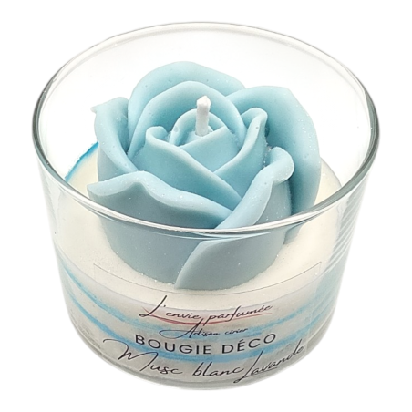 Bougie déco - Musc blanc Lavande - Rose XXL Bleu ciel