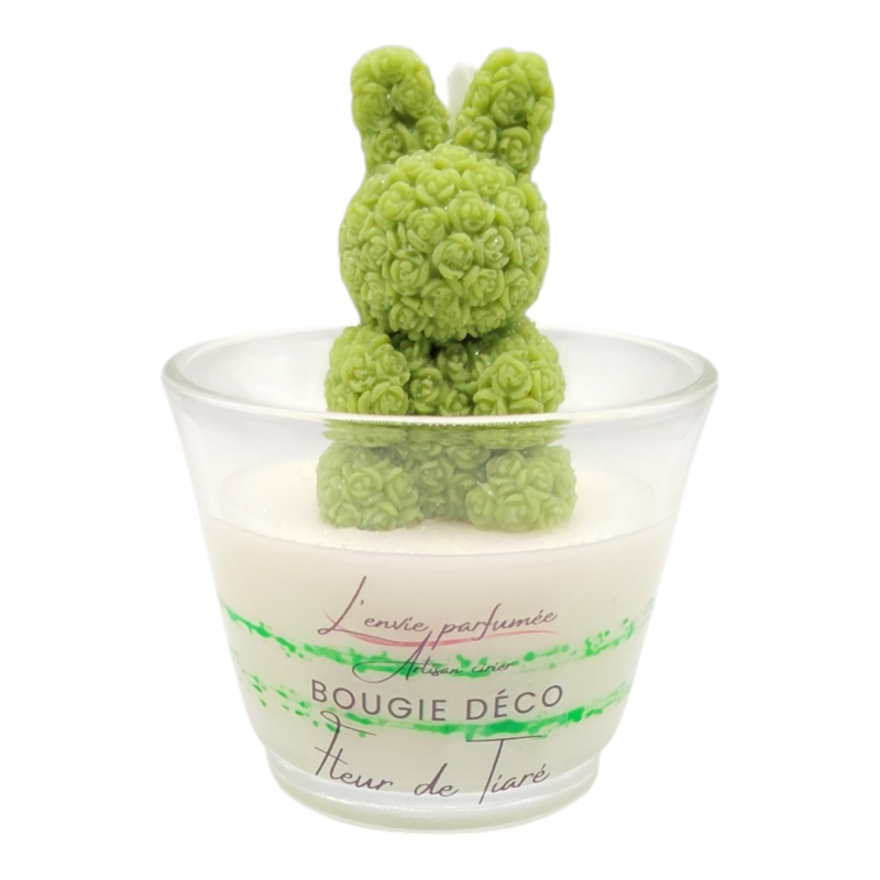 Bougie déco - Fleur de Tiaré - Lapin Vert olive