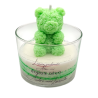 Bougie déco - Ambre noir Lavande - Ourson fleurs Vert fluo