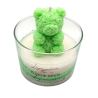 Bougie déco - Ambre noir Lavande - Ourson fleurs Vert fluo
