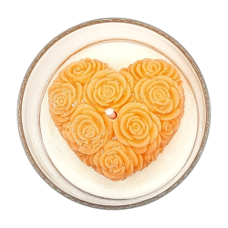 Bougie déco - Lait de riz Cerisier - Cœur roses Orange