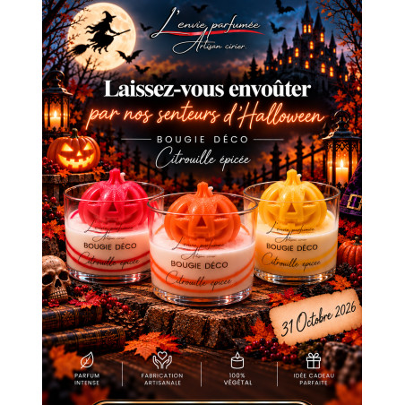 Bougie déco Halloween Citrouille - L'envie parfumée